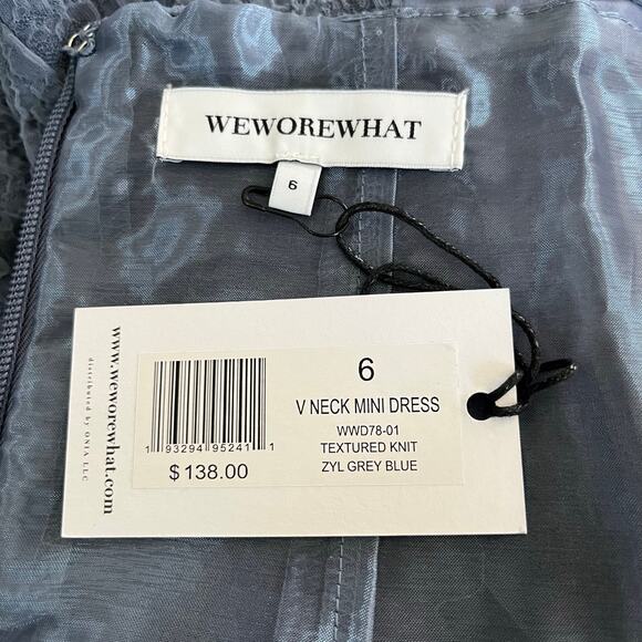 Revolve WeWoreWhat Grey Textured Knit Plunge V-Neck Sleeveless Mini Dress 6 NWT - Picture 4 of 15